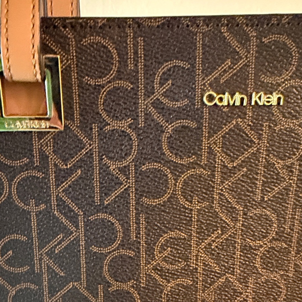 Calvin Klein Black and Brown Monogram Tote